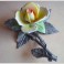 Rosa in Ceramica e Metallo Dipinta a Mano Centrotavola Artigianale