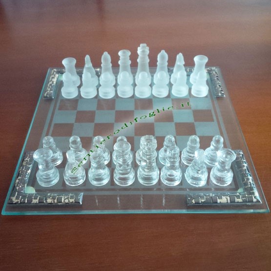 Scacchiera in vetro 20cm serie di pezzi lucido e satinato arredo gioco scacchi 
