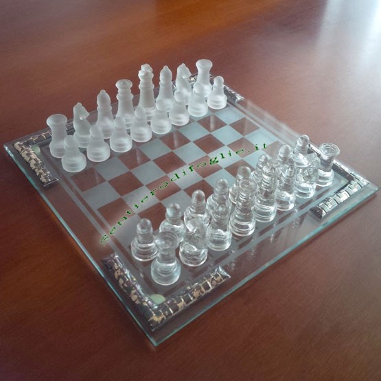 Scacchiera in vetro 20cm serie di pezzi lucido e satinato arredo gioco scacchi 