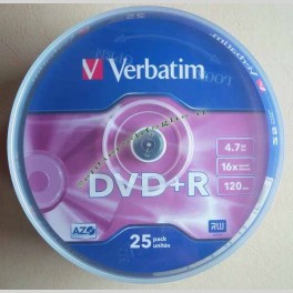 Dvd+R Verbatim Azo 4.7gb 16x 120 Minuti Campana da 25 Pezzi