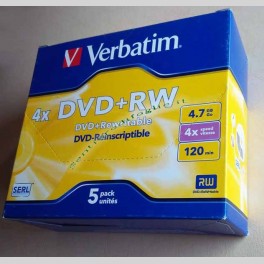 Dvd+Rw Verbatim 4.7gb 4x 120 Minuti Confezione da 5 Pezzi