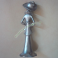 Statuina in Metallo di Nobile Donna con Scollatura Gonna Cappello Falda Larga e Sciarpa Vintage