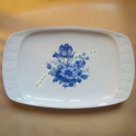 Vassoio da Portata in Porcellana Schirnding Bavaria Decorato Disegni Fiori Azzurri Epoca