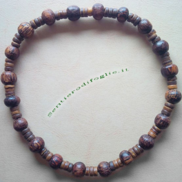 Collana Vegetale Elastica in Perle di Legno Marrone Scuro Realizzata a Mano Bijoux Artigianale