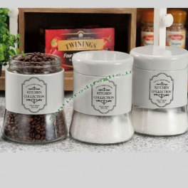 Set Contenitori Sale Caffe Zucchero in Vetro e Metallo Ad Trend Servire Conservare in Ordine