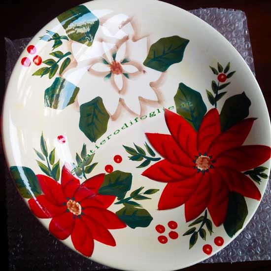 Centrotavola Ceramica Decorato Mano Piatto Lavorazione Artigianale Decorazione Fiori